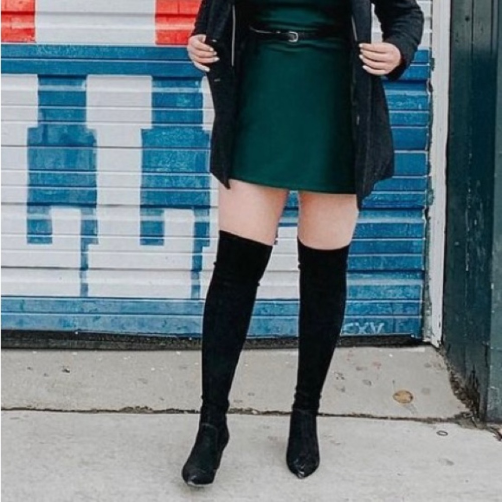 Black suede knee high boots